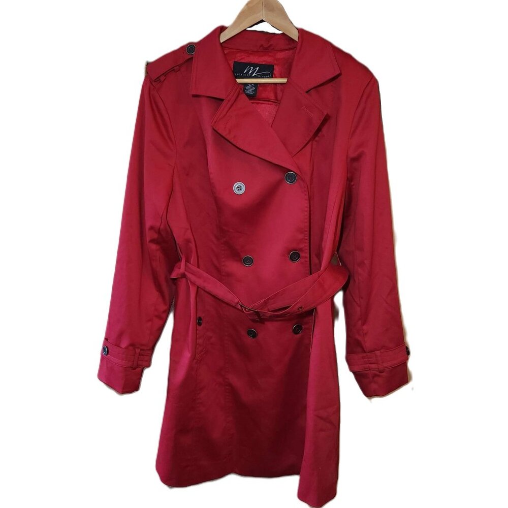 Midnight Velvet trench coat overcoat Women's XL Button closure Belt Fall Winter
